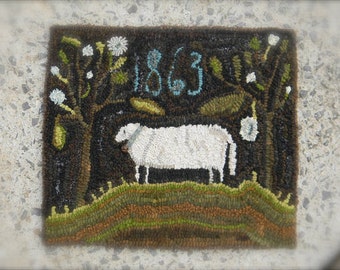 1863 Sheep Rug Hooking pattern - PDF - from Notforgotten Farm™