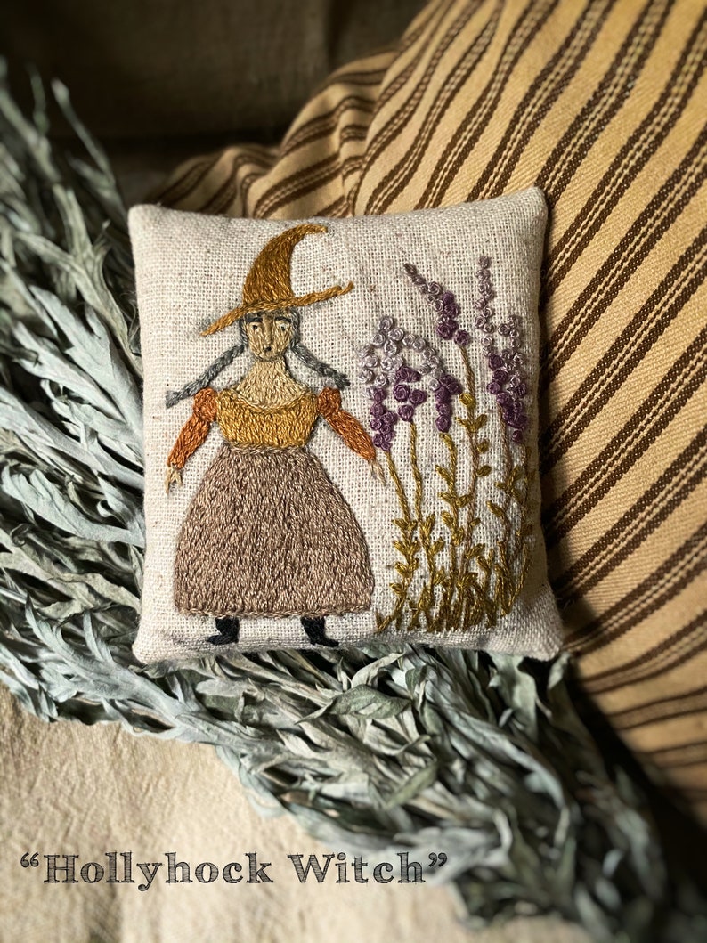 Hollyhock Witch Hand Embroidery PAPER/Mailed Pattern from Notforgotten Farm™ Bild 1