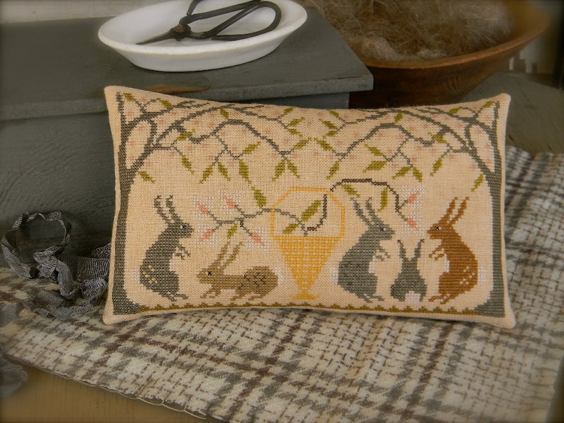 Primitive Cross Stitch PAPER PATTERN Rabbit Warren From Etsy
