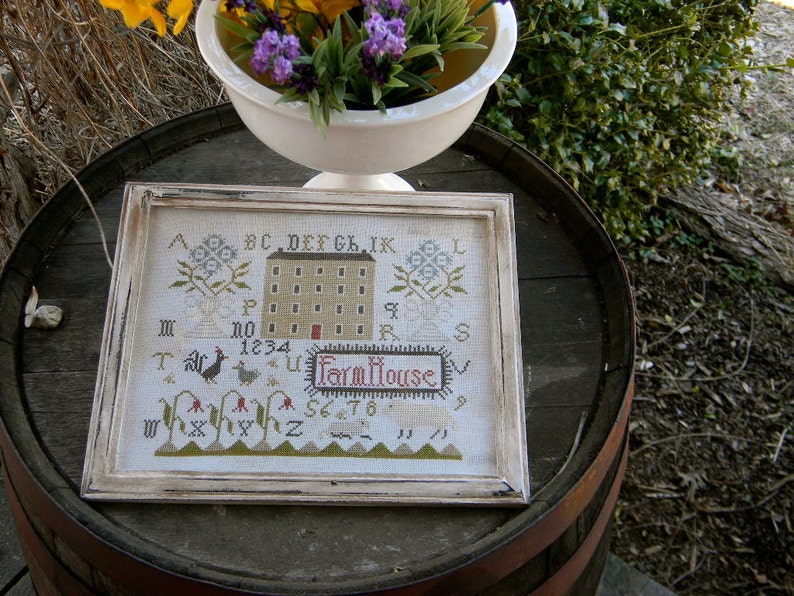 Spring Farmhouse counted cross stitch PAPER PATTERN from Notforgotten Farm image 2