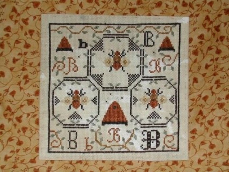 The Bee Sampler PAPER cross stitch pattern from Notforgotten Farm image 1