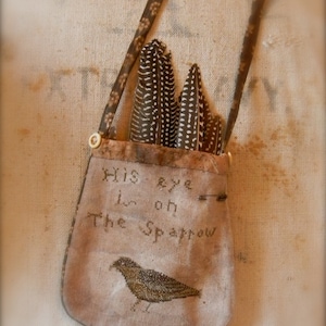 Sparrow Pocket - Uncounted Cross Stitch PATTERN - from Notforgotten Farm