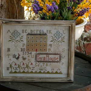 Spring Farmhouse counted cross stitch PAPER PATTERN from Notforgotten Farm image 1
