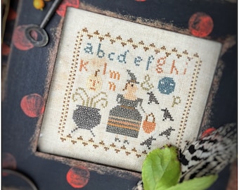 Little Blue Moon Sampler ~ PAPER/Mailed cross stitch PATTERN ~ from Notforgotten Farm™
