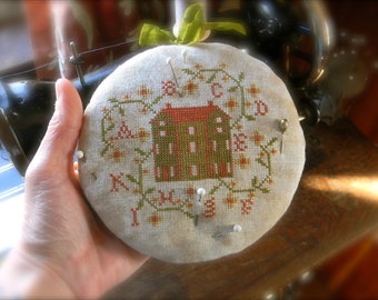 Retired Cross Stitch Club Pattern ~ Garden House Pin Tuffet ~ from Notforgotten Farm™