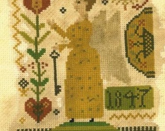Frakture Angel  cross stitch pattern from - Notforgotten Farm