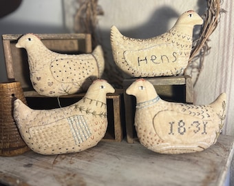 Stitching Chickens ~ PAPER/Mailed Primitive Pattern ~ from Notforgotten Farm™