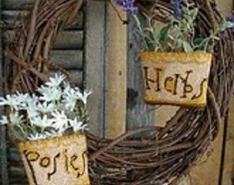NEW April 2010 - Punch Needle PATTERN - Herbs and Posies notforgottenfarm needlepunch