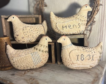 Stitching Chickens ~ PDF/Download Primitive PATTERN ~ from Notforgotten Farm™