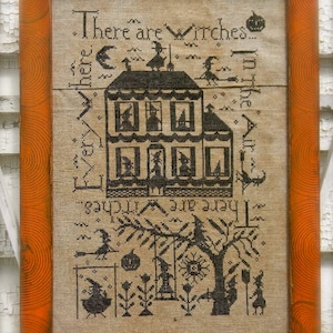Witches in the Air - cross stitch PAPER PATTERN - from Notforgotten Farm