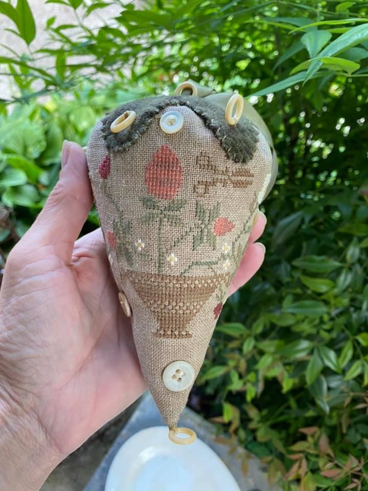 Sewing Strawberry Pinkeep ~ PDF/Download Cross Stitch Pattern ~ from Notforgotten Farm™ ~ this is one BIG Honking Strawberry!!