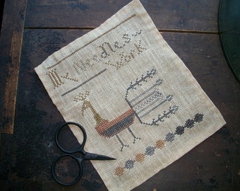 PAPER cross stitch pattern - My Needles Work - from Notforgotten Farm