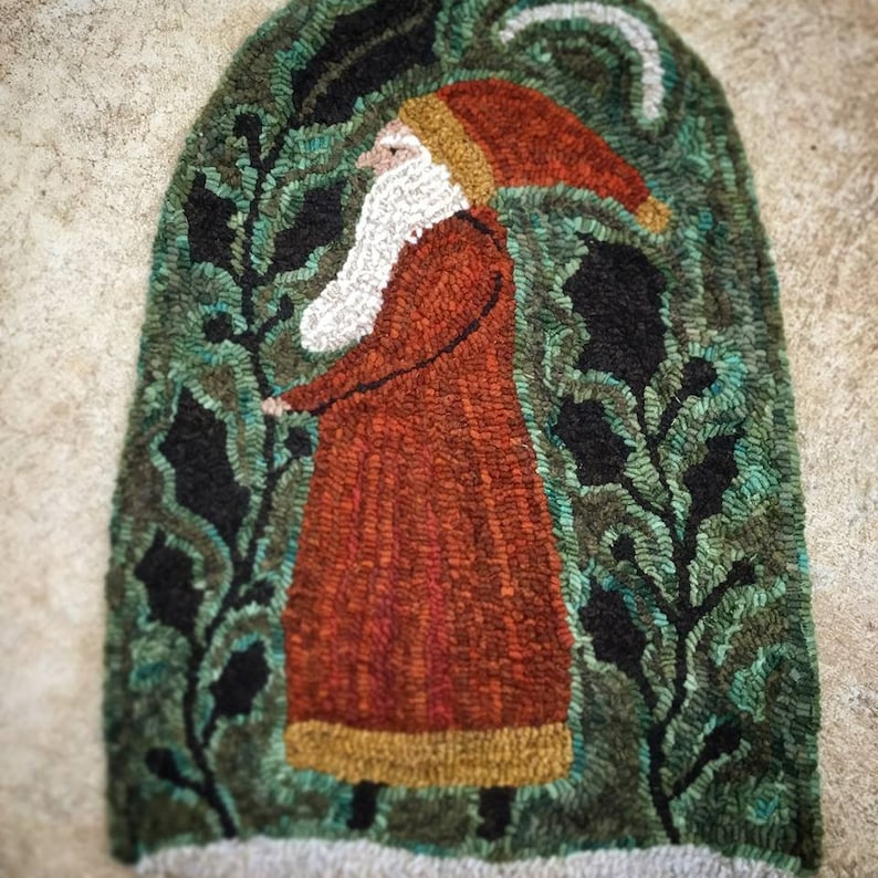 Flying Santa Rug Pattern Holly Olde Santa Rug Hooking Pattern on PAPER {MAILED} ~ From ...
