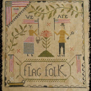 Flag Folk PAPER cross stitch pattern from Notforgotten Farm™ image 1