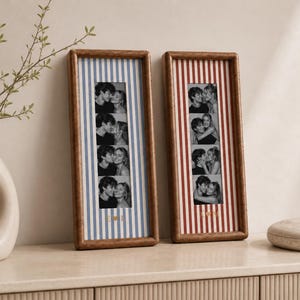 Fotolijst op maat, gepersonaliseerde fotolijst voor fotohokje, gestreepte stoffen lijst, jubileumcadeau, huwelijksherinnering, cadeau voor stellen