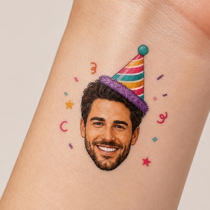 Custom Temporary Tattoos, Personalized Photo Face Tattoo, Fun Party Favors, Birthday, Bachelorette, Graduation, Wedding, Bridal Shower Gifts