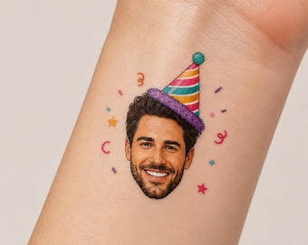 Custom Temporary Tattoos, Personalized Photo Face Tattoo, Fun Party Favors, Birthday, Bachelorette, Graduation, Wedding, Bridal Shower Gifts