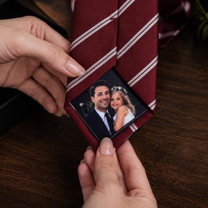 Custom Photo Tie Patch, Personalized Image Tie Label, Wedding Gift for Groom, Father of the Bride Gift, Memorial Keepsake, Anniversary Gift
