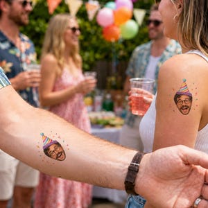 Custom Face Tattoos, Personalized Temporary Tattoos, Photo Tattoo Party Favors, Birthday Favors, Bachelorette, Wedding, Graduation Event image 2