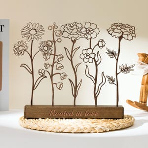 Custom Wood Birth Flower Garden, Birthday Gift, Customized Wood Gifts, Gifts for Mom, Gifts for Anniversary, Wedding Decor