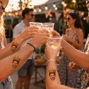Custom Face Tattoos, Personalized Temporary Tattoos, Photo Tattoo Party Favors, Birthday Favors, Bachelorette, Wedding, Graduation Event image 4
