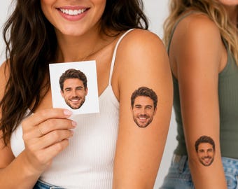 Tatouages faciaux personnalisés, tatouages temporaires personnalisés, tatouages photo pour les fêtes, cadeaux d'anniversaire, enterrement de vie de jeune fille, mariage, remise de diplômes