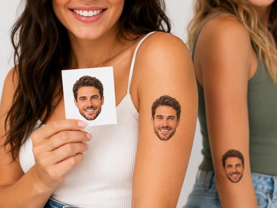 Custom Face Tattoos, Personalized Temporary Tattoos, Photo Tattoo Party Favors, Birthday Favors, Bachelorette, Wedding, Graduation Event