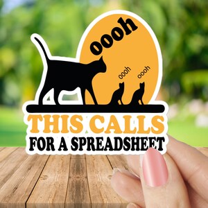 Black cat sticker , Funny cat sticker , Spreadsheet sticker , Office humor sticker , Cat lover gift , Finance meme sticker