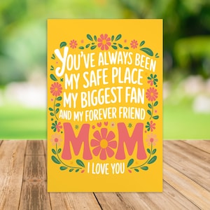 Mother's Day Postcard – Cute Floral Mom Card, I Love You Mom Postcard, Mother's Day Gift from Daughter or Son, Printed 4x6 Card