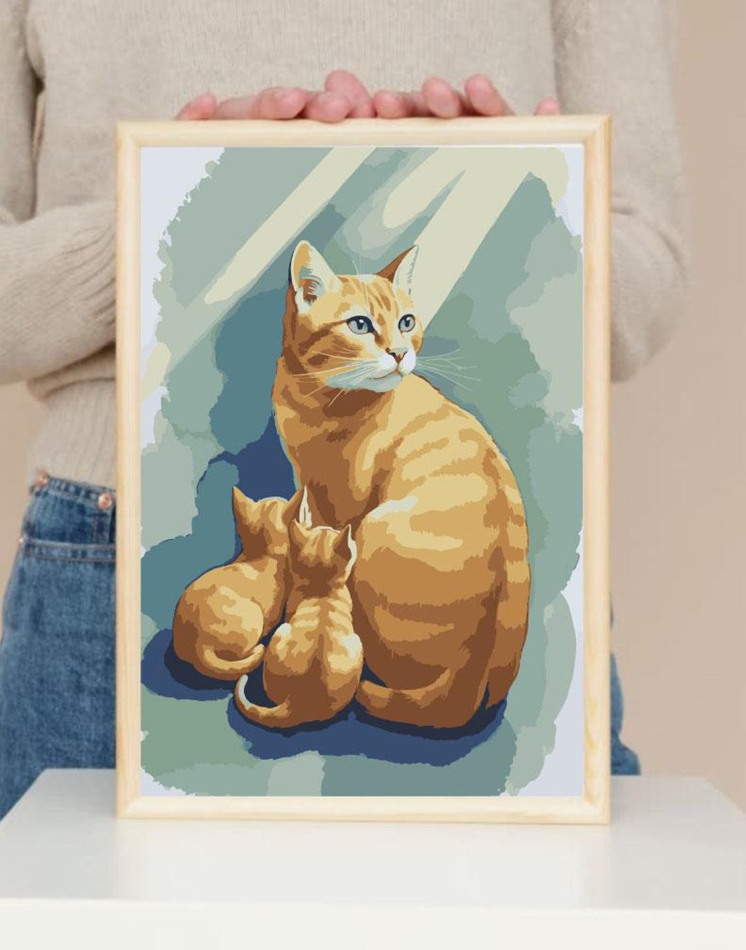 Orange Cat Printable Wall Art , Tabby Cat Family Print , Cat Mom Gift ...