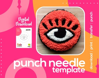 Eye Digital Pattern for Punch Needle, PDF Download, Printable Templates, Multiple Hoop Sizes Included!