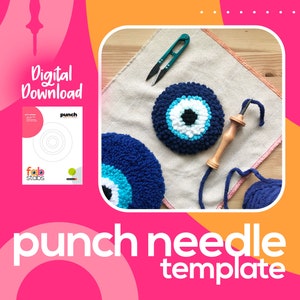 Evil Eye Digital Pattern for Punch Needle, PDF Download, Printable Templates, Multiple Hoop Sizes Included!