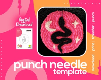 Boho Snake Digital Pattern for Punch Needle, Printable Templates, PDF Download, Multiple Sizes Included!