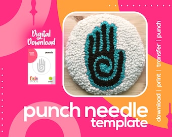 Hand Symbol Digital Pattern for Punch Needle, PDF Download, Printable Templates, Multiple Hoop Sizes Included!