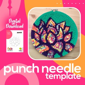 Succulent Digital Pattern for Punch Needle, PDF Download, Printable Templates, Multiple Hoop Sizes Included!