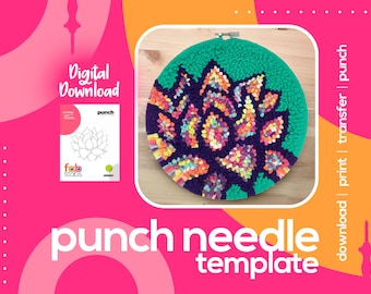 Succulent Digital Pattern for Punch Needle, PDF Download, Printable Templates, Multiple Hoop Sizes Included!