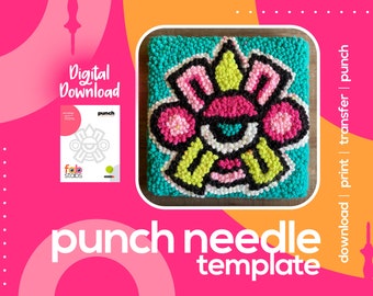 Ollin Aztec Symbol Digital Pattern for Punch Needle - 8" & 10" Square, PDF Download, Printable Templates, Multiple Sizes Included!