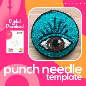 Eye Digital Pattern for Punch Needle, PDF Download, Printable Templates, Multiple Hoop Sizes Included!