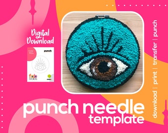 Eye Digital Pattern for Punch Needle, PDF Download, Printable Templates, Multiple Hoop Sizes Included!