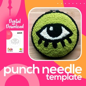 Eye Digital Pattern for Punch Needle, PDF Download, Printable Templates, Multiple Hoop Sizes Included image 1