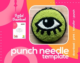 Eye Digital Pattern for Punch Needle, PDF Download, Printable Templates, Multiple Hoop Sizes Included!