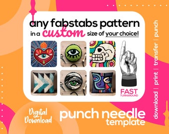 Any Fabstabs Existing Pattern Formatted in Your Custom Size! Digital Pattern for Punch Needle, Printable Template, PDF Download