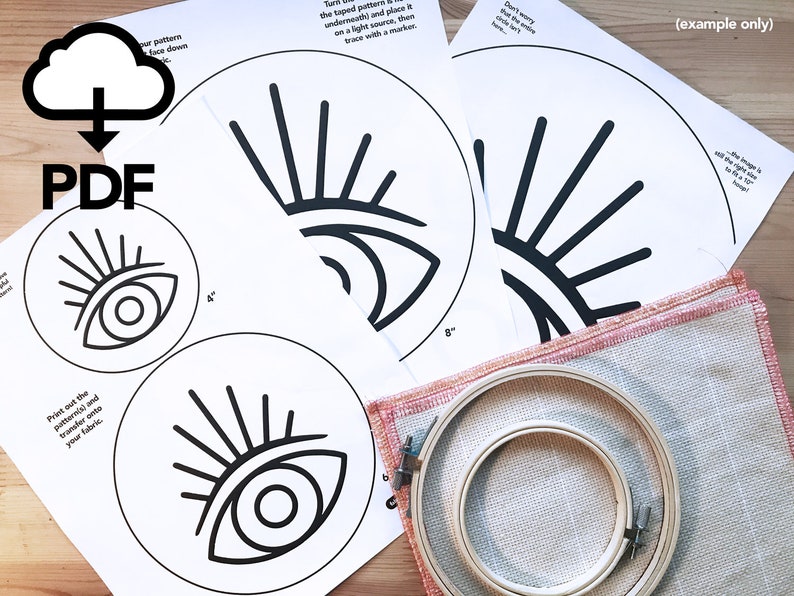 Evil Eye Digital Pattern for Punch Needle PDF Download Multiple Hoop Sizes