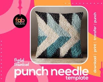 Flying Geese Quilt Block Digital Pattern for Punch Needle - 15", PDF Download, Printable Template