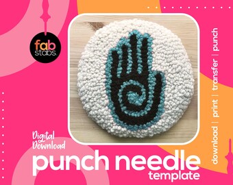 Hand Symbol Punch Needle Pattern, Printable Template (PDF Download)