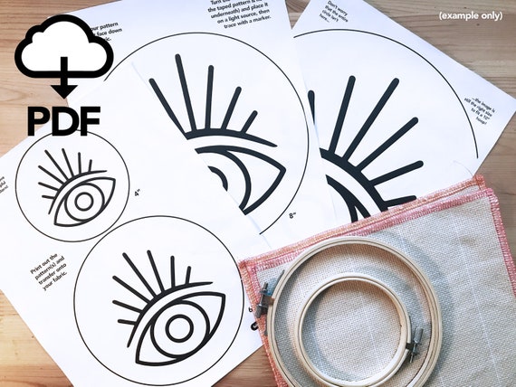 Evil Eye Digital Pattern for Punch Needle PDF Download Multiple Hoop Sizes
