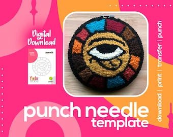 Eye Digital Pattern for Punch Needle, PDF Download, Printable Templates, Multiple Hoop Sizes Included!