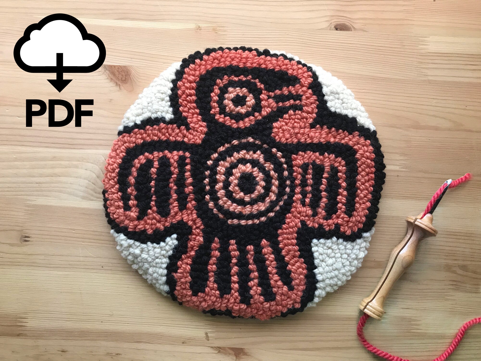 Evil Eye Digital Pattern for Punch Needle PDF Download Multiple Hoop Sizes