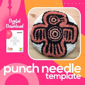 Native Aztec Bird Symbol Digital Pattern for Punch Needle, PDF Download, Printable Templates, Multiple Hoop Sizes Included!