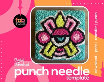 Ollin Aztec Symbol Punch Needle Pattern – Printable Template (PDF Download)